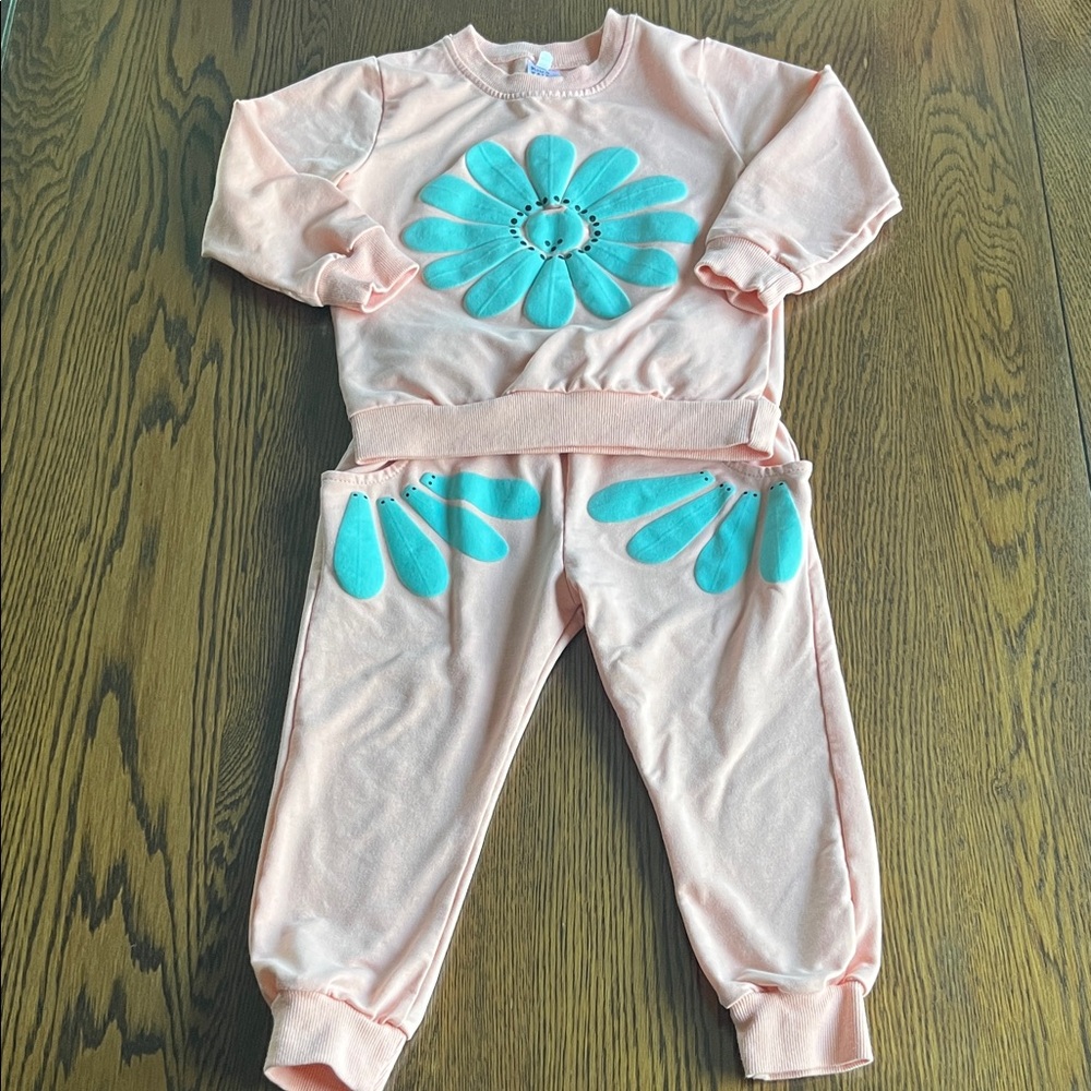 Kids Pink and Blue Flower Matching Set